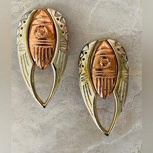Mixed Metal Tribal Clip On Earrings